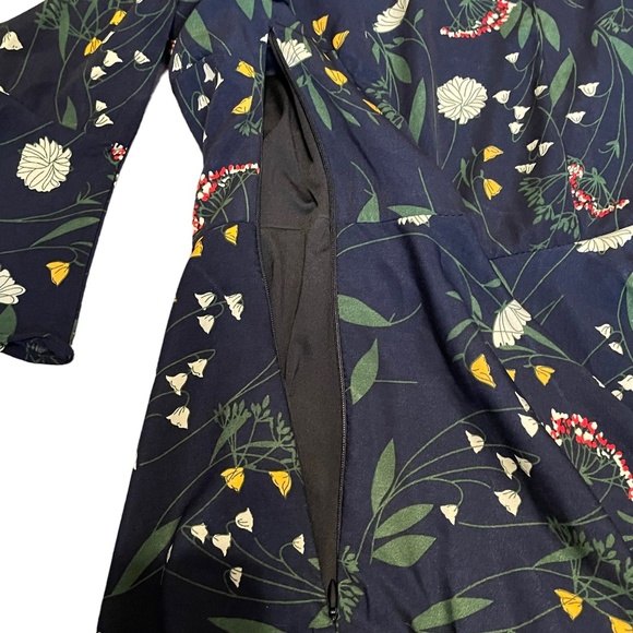 Effy‎ & Joe Floral Fit & Flare 3/4 Sleeve Mini Dress Size S - Picture 4 of 6